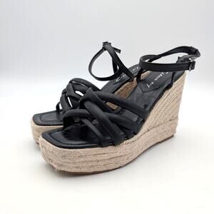 Circus NY Irene Strappy Espadrille Platform Wedge Sandals Womens Black Size US9M